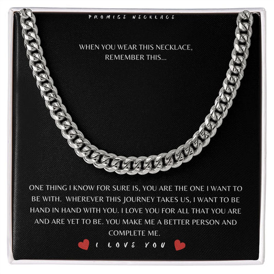 Soulmate Promise Necklace, Men's Cuban Link Chain