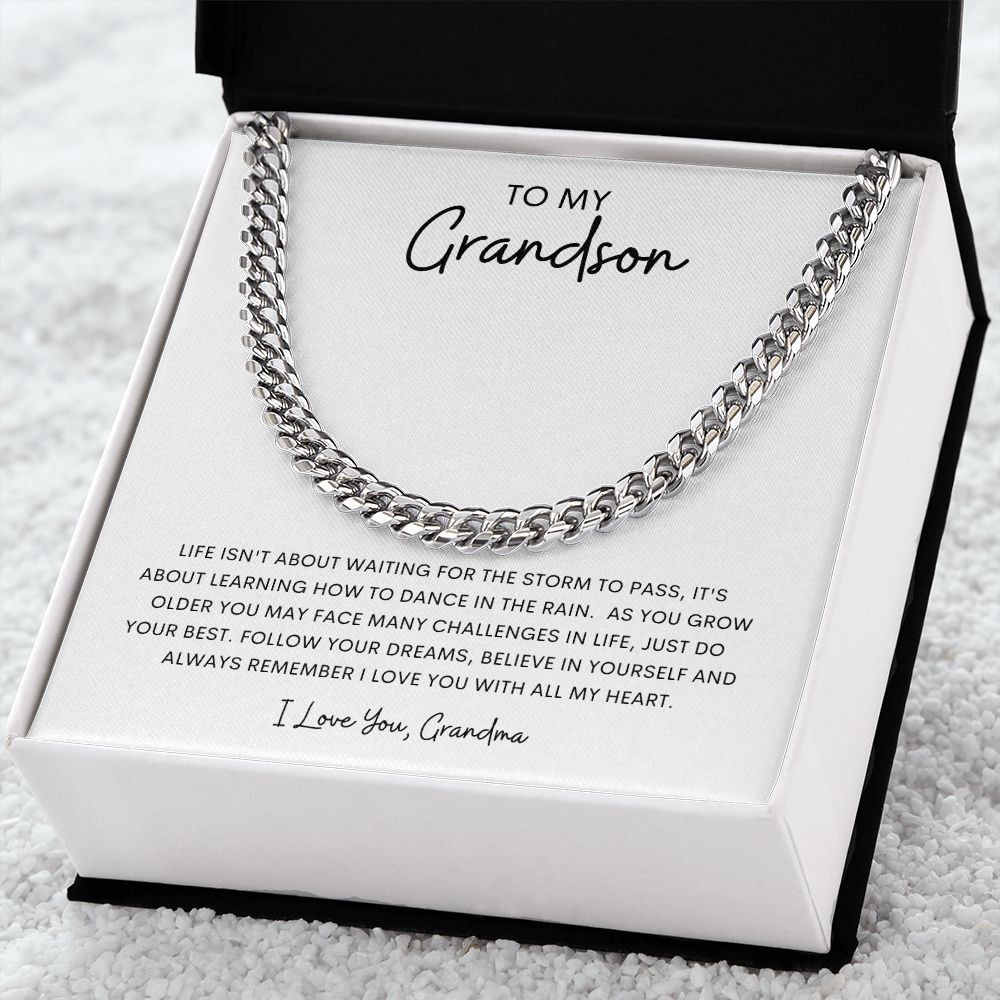 Perfect for your Grandson ~ Do Your Best ~Grandma /Cuban Link Chain