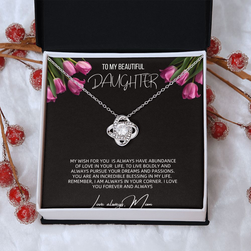 To My Daughter, Love Mom, Special Birthday Gift Necklace