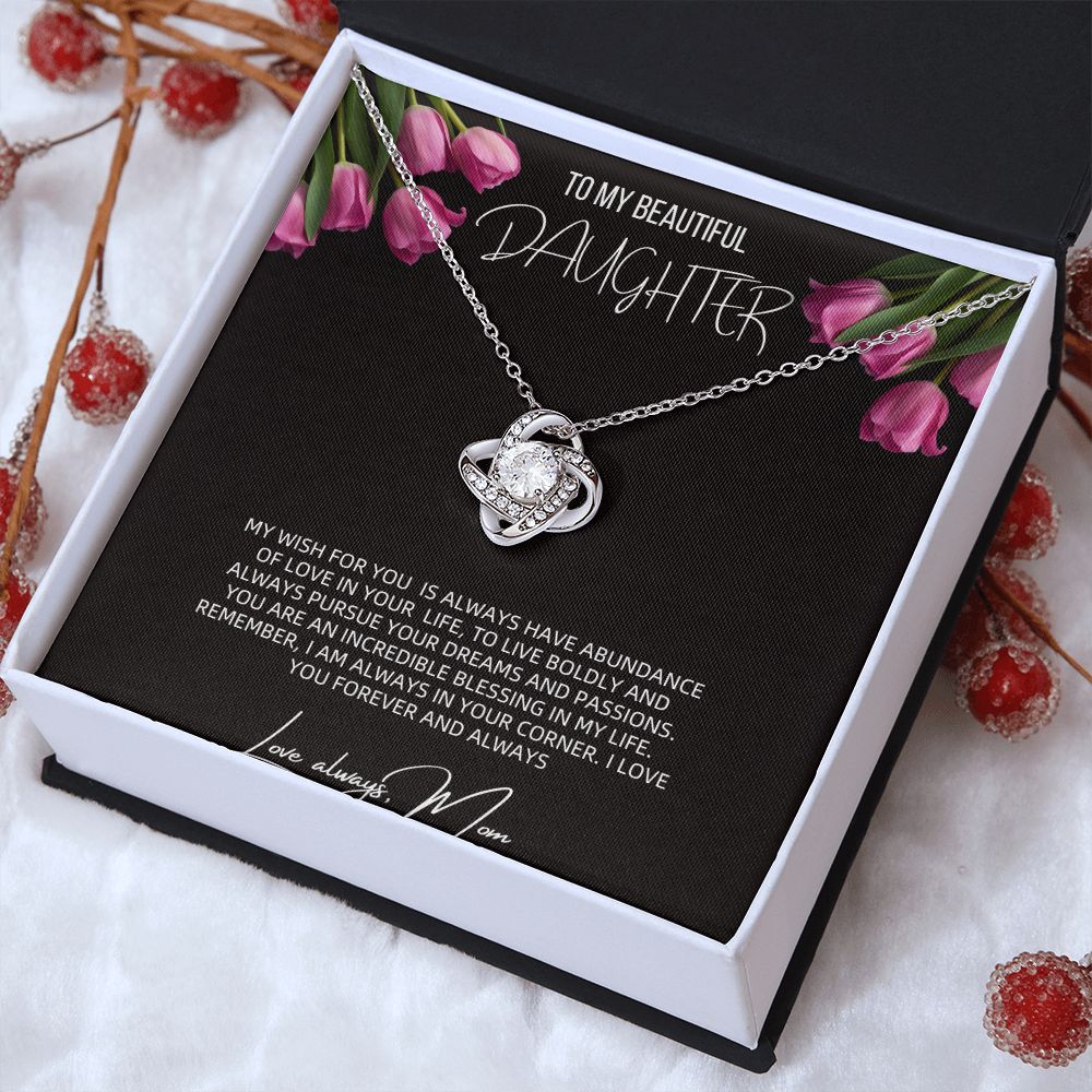 To My Daughter, Love Mom, Special Birthday Gift Necklace