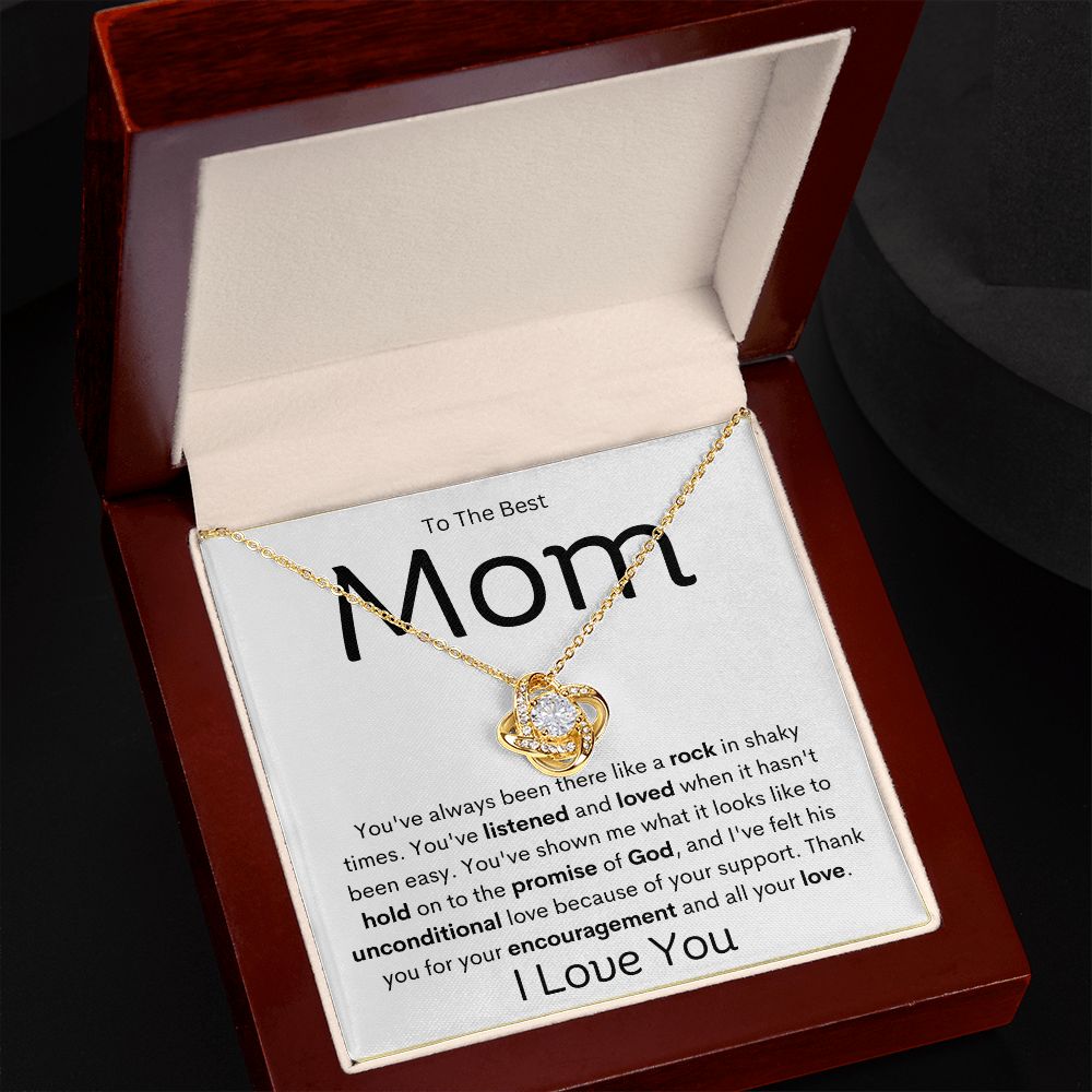 To The Best Mom ~ Like A Rock ... Stainless Steel, Cyrstals, Love Knot