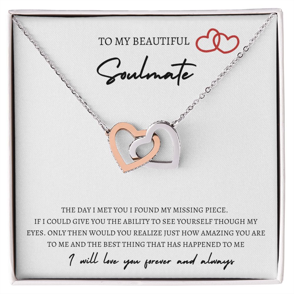 To My Soulmate TWO Hearts Necklace, Girlfriend Necklace, Wife Christmas Gift, Necklace for Girlfriend, Anniversary Gift for Her