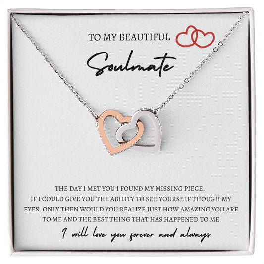 To My Soulmate TWO Hearts Necklace, Girlfriend Necklace, Wife Christmas Gift, Necklace for Girlfriend, Anniversary Gift for Her