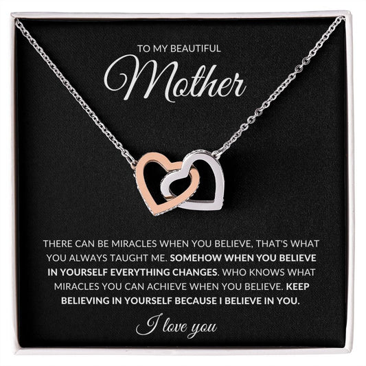 Mother / I Believe In You Love Heart Connecting Necklace