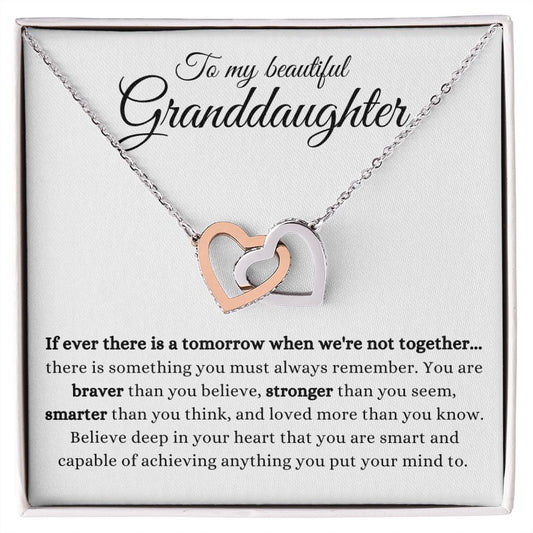 To My Granddaughter / Gifts for Her / Interlocking Hearts Necklace