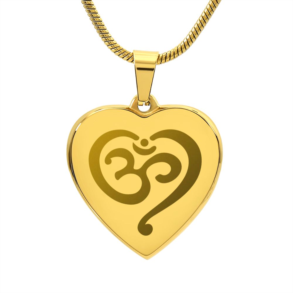 Namaste, Engraved Heart Necklace, Snake Chain, Jewelry Piece, High Quality Stainless Steal