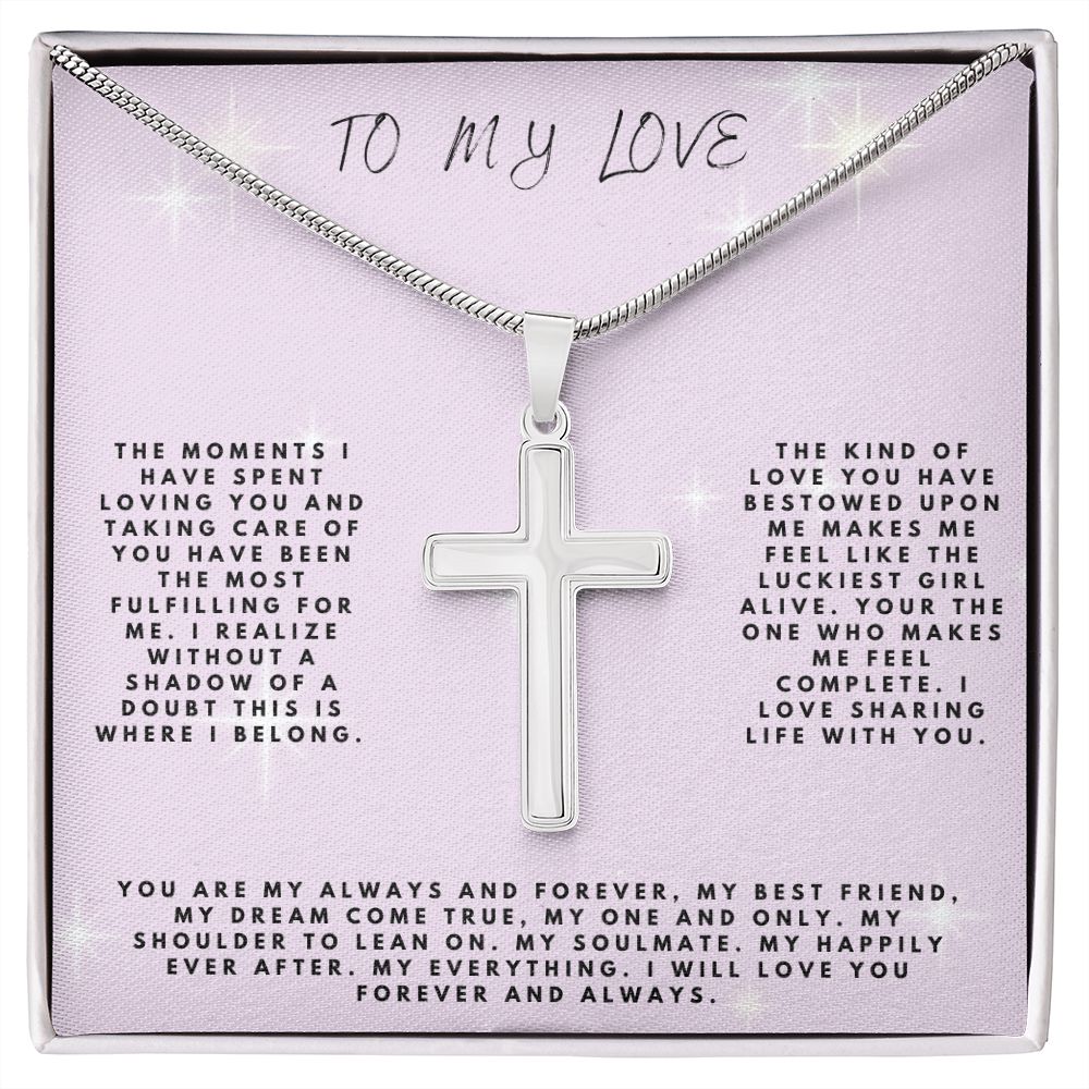 My Love, Soulmate Cross Necklace, Girlfriend Necklace, Wife Christmas Gift, Necklace for Girlfriend, Anniversary Gift for Her