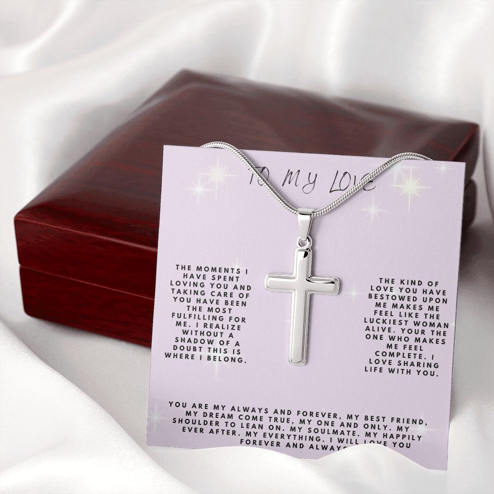 To My Love, Soulmate Cross Necklace, Girlfriend Necklace, Wife Christmas Gift, Necklace for Girlfriend, Anniversary Gift for Her
